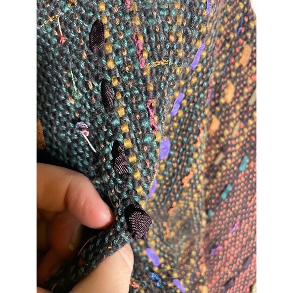 B. Jane Doub Handwoven Jacket Large Multicolor Art to Wear Fiber Knit Button - Picture 7 of 15